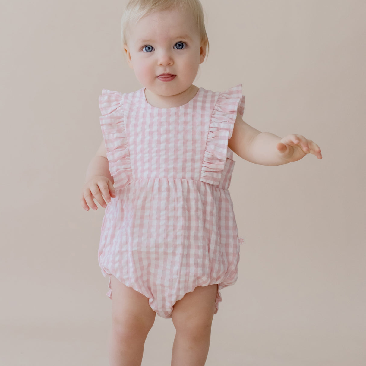 Seascape Woven Gingham Romper