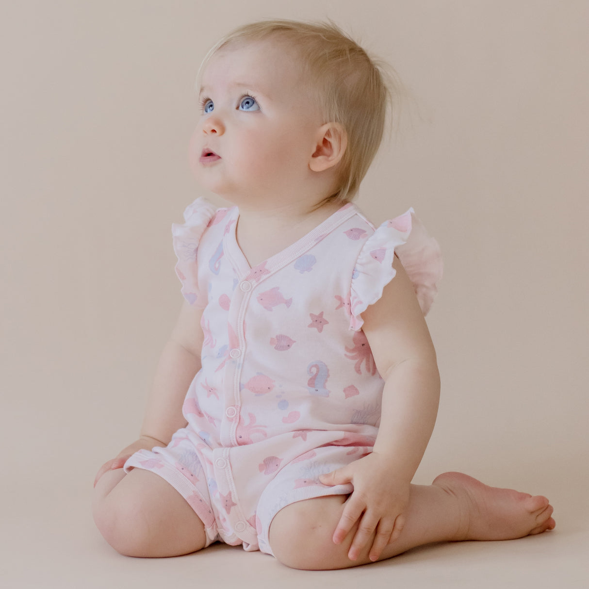 Seascape Flutter Sleeve Romper