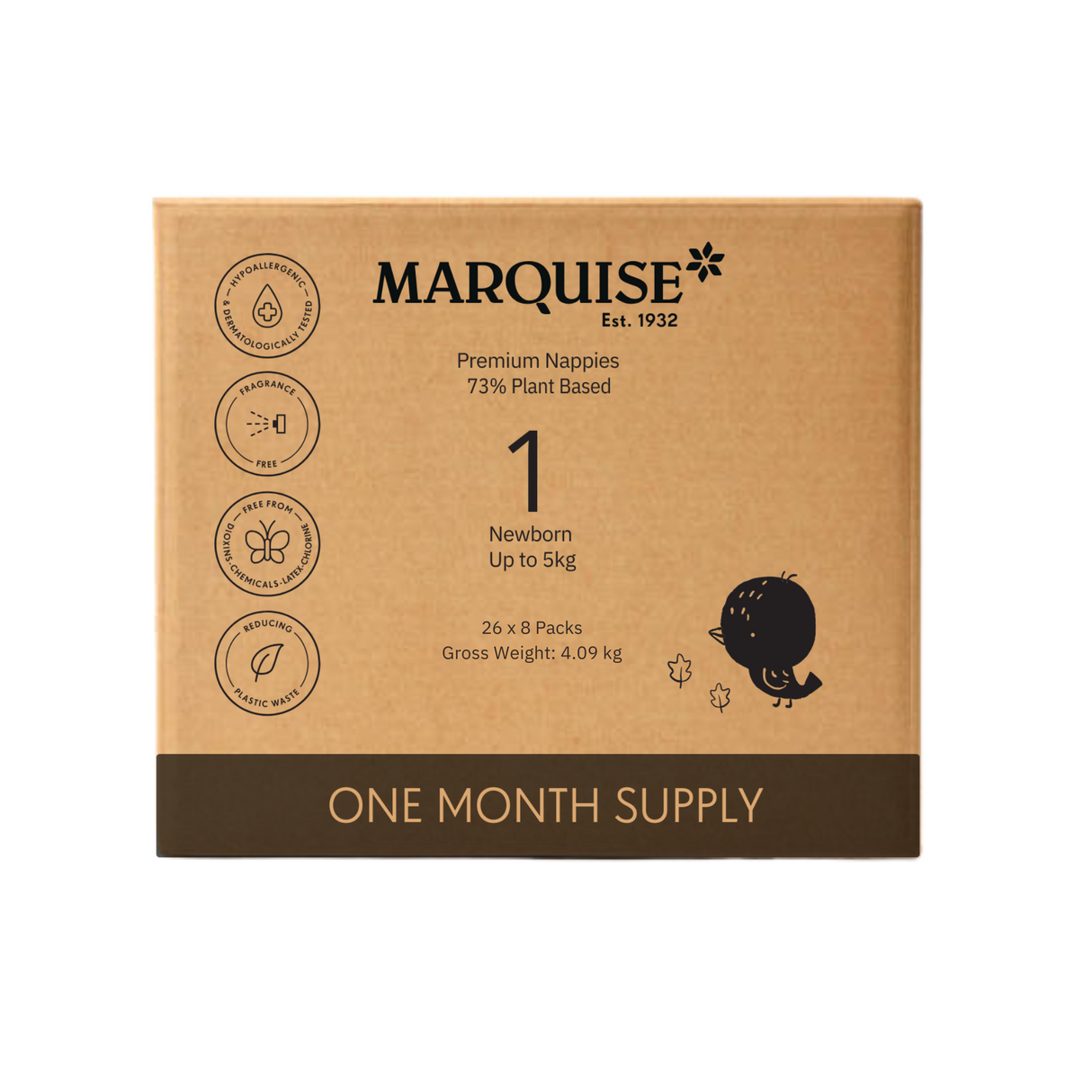 Marquise Hypoallergenic Nappies and Water Wipes Bundle