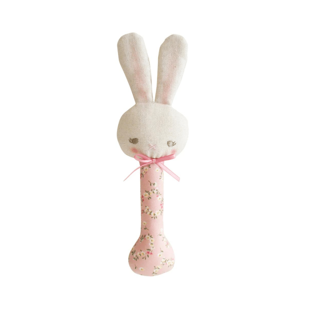 Alimrose Bunny Stick Rattle - Posy Heart