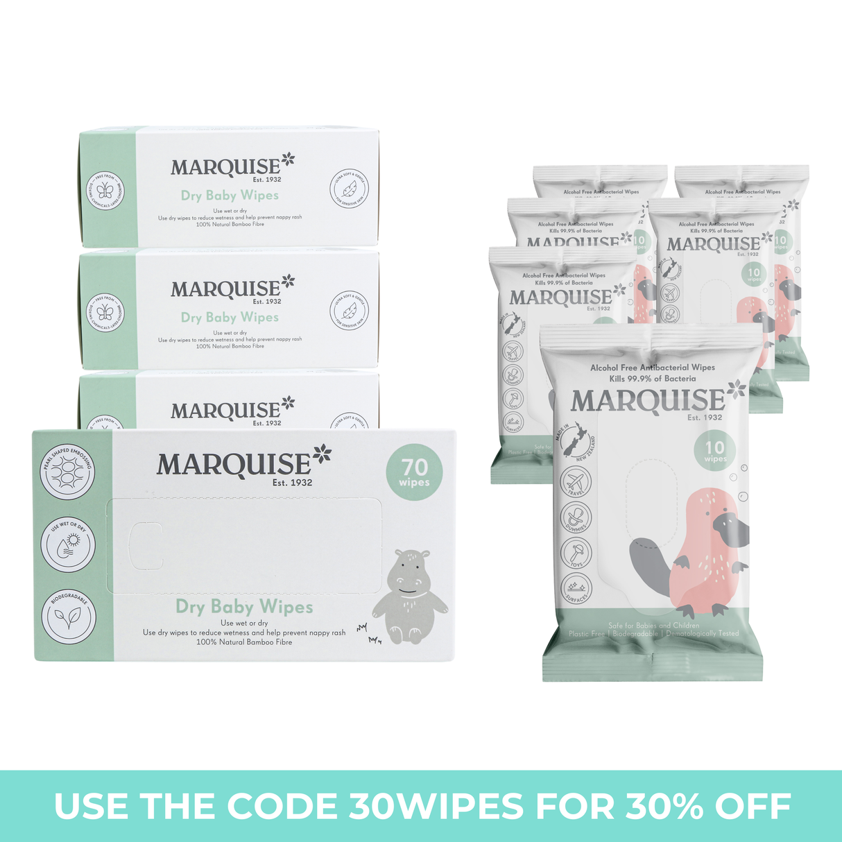 Dry Wipes & Alc Free Antibacterial Wipes Bundle