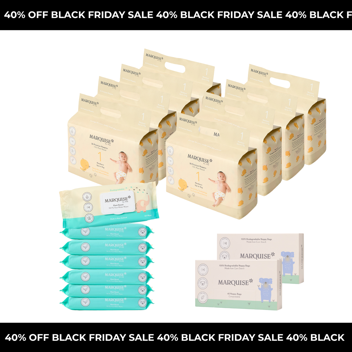 Black Friday Nappies & Wipes 1 Month Supply Pack