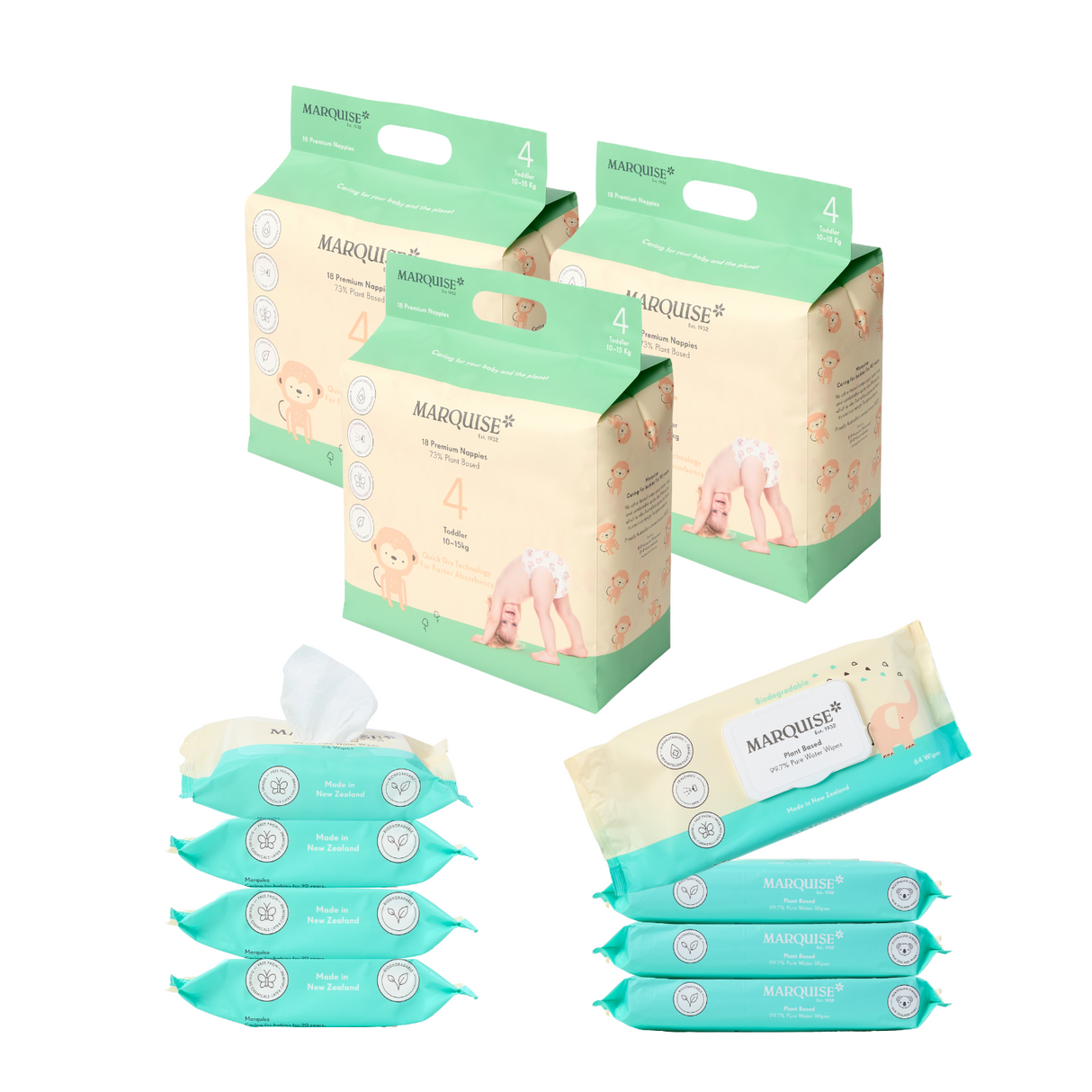 Marquise Hypoallergenic Nappies & Wipes Starter Bundle