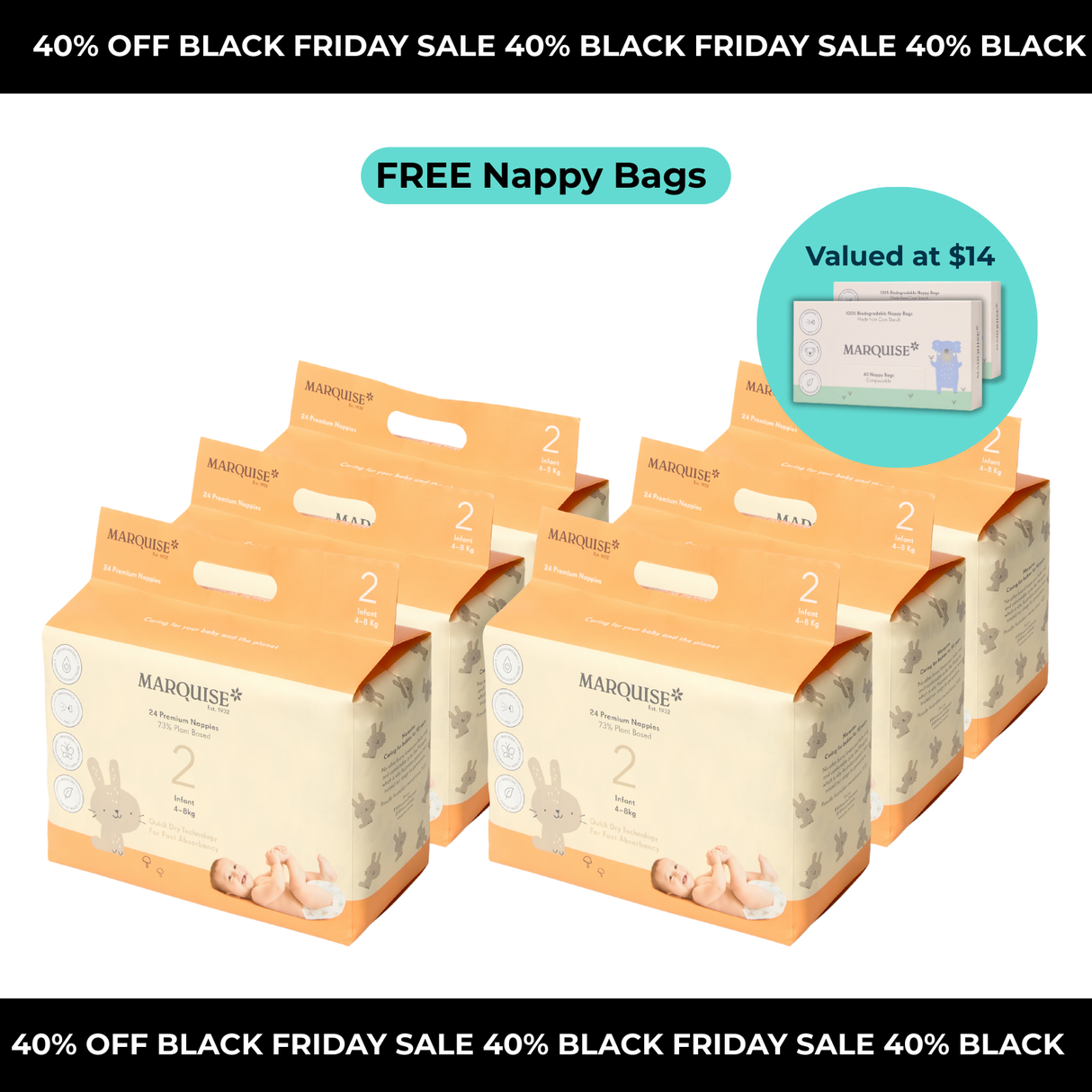 Black Friday Marquise Hypoallergenic Nappies