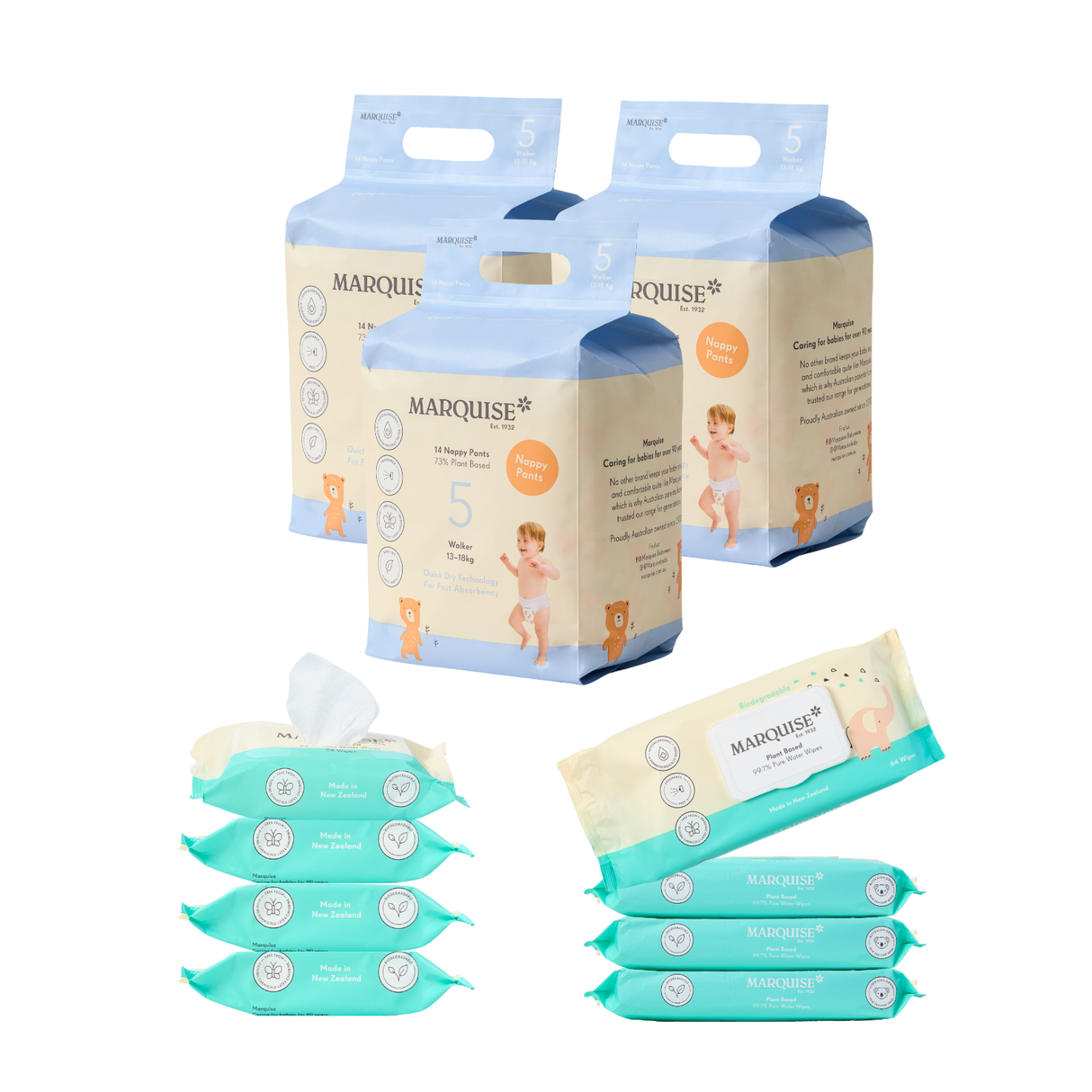 Marquise Hypoallergenic Nappies & Wipes Starter Bundle