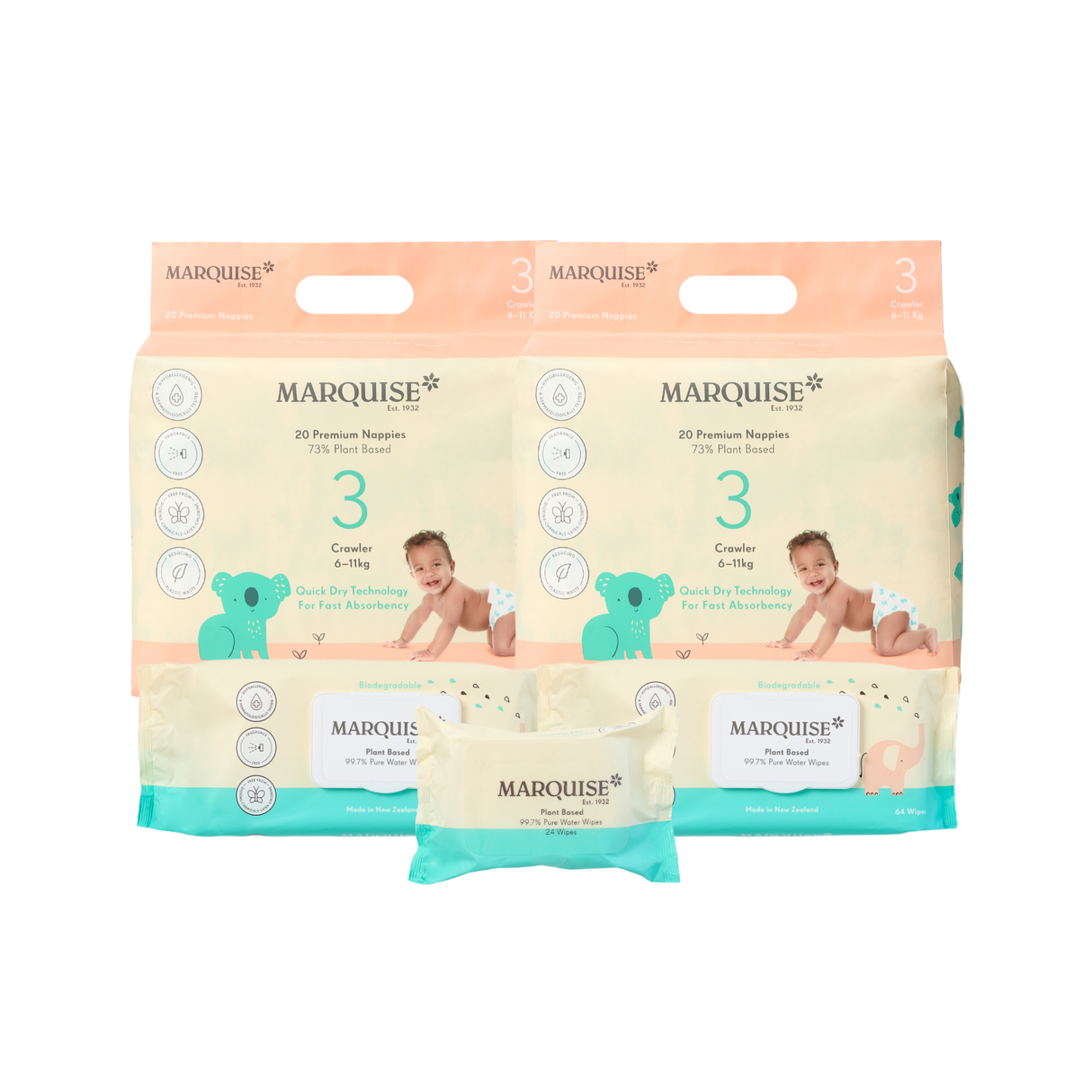 Marquise Hypoallergenic Nappies & Wipes Starter Pack