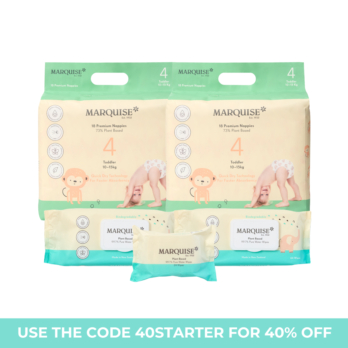 Hypoallergenic Nappies & Wipes Starter Pack