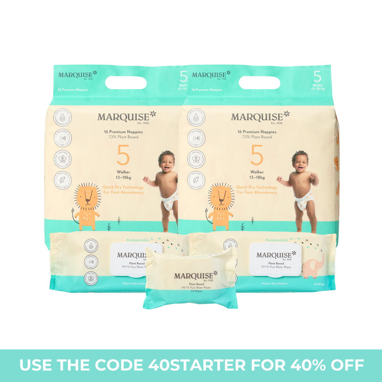 Hypoallergenic Nappies & Wipes Starter Pack