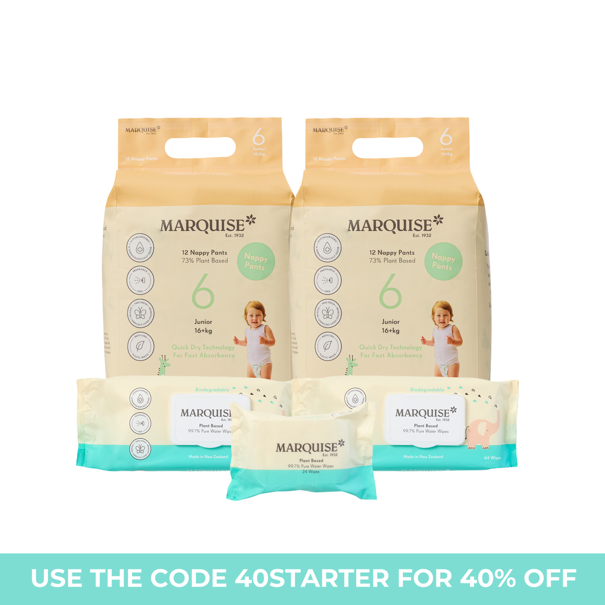 Hypoallergenic Nappies & Wipes Starter Pack