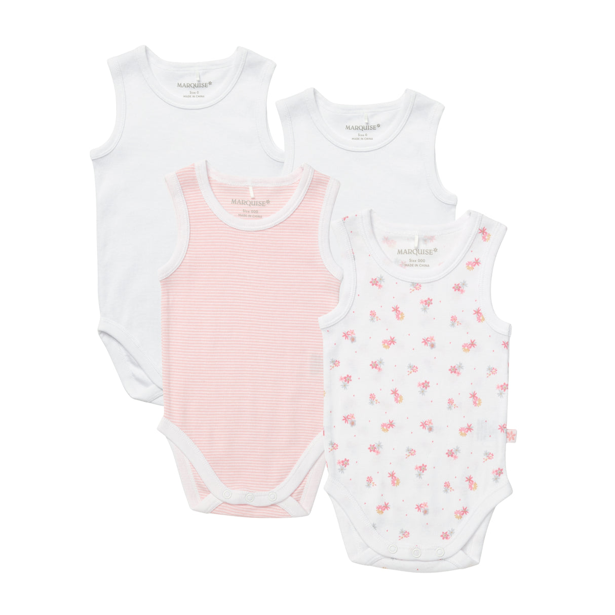 Everyday Essentials Girls Sleeveless Bodysuit 4 Pack
