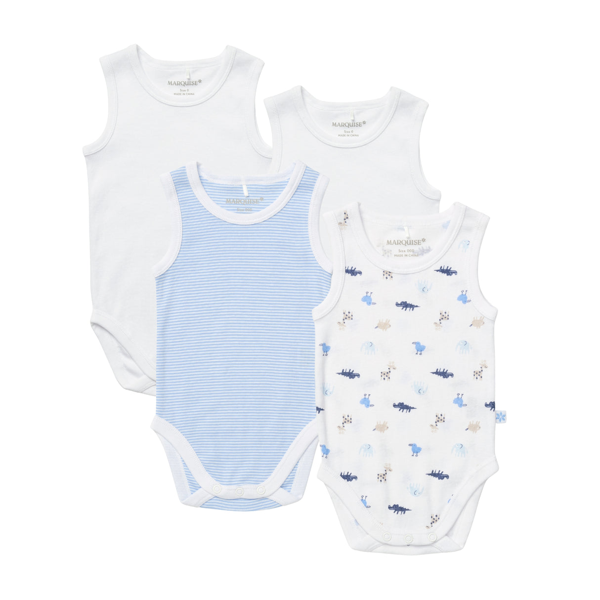 Everyday Essentials Boys Sleeveless Bodysuit 4 Pack