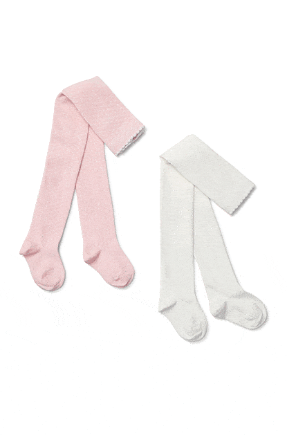 Pink Dots/Cream Tights 2 Pack