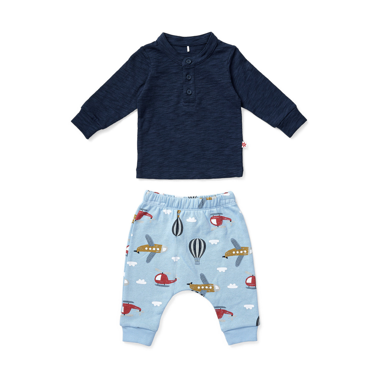 Take Flight Henley Top & Fleece Pant Set