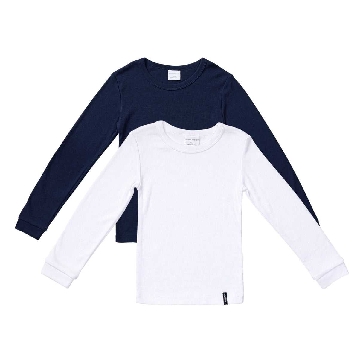 Kids Thermal White & Navy Long Sleeve Top 2 Pack