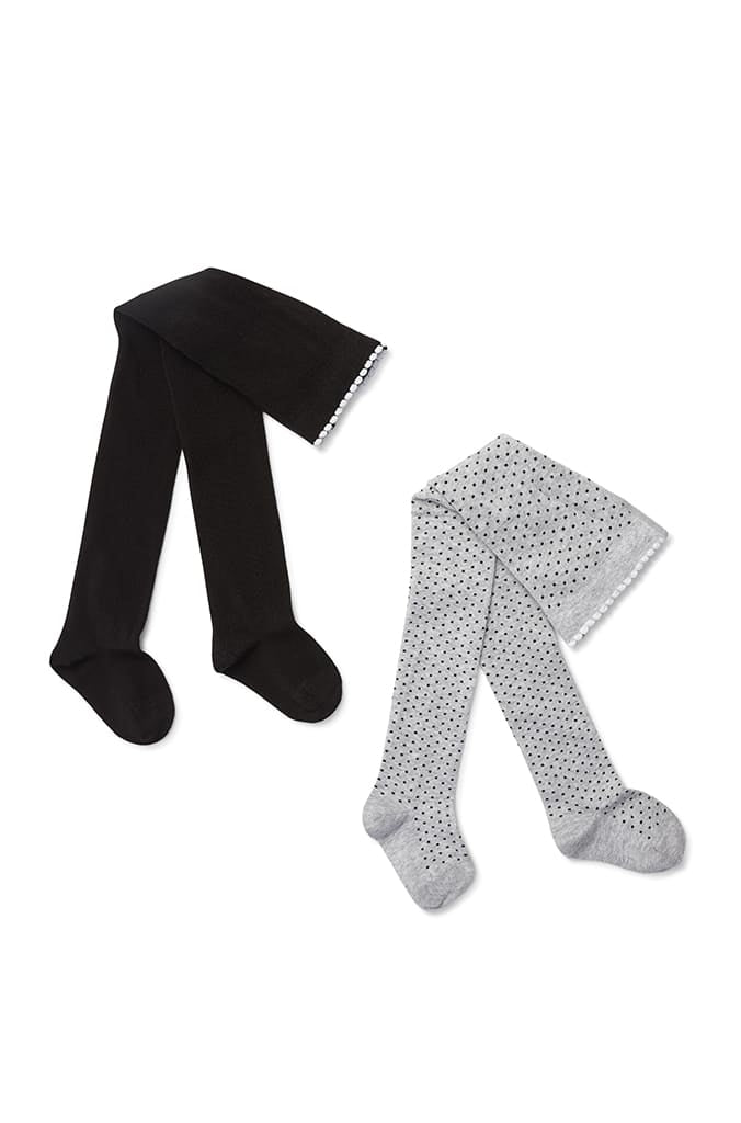 Grey Marle Dots/Black Tights 2 Pack