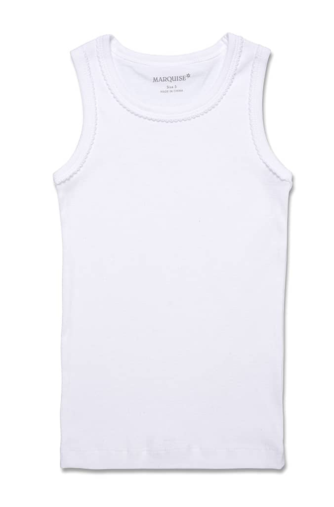 Girls Cotton Scalloped Singlets 2 Pack