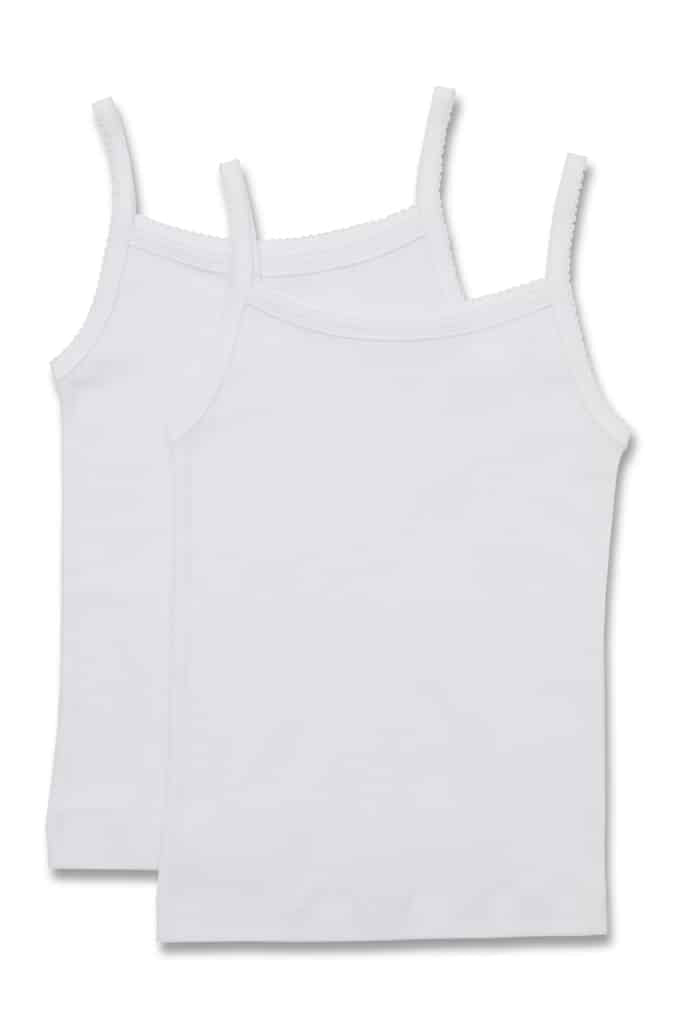 Girls Cotton Shoulder Strap Trim Singlets 2 Pack