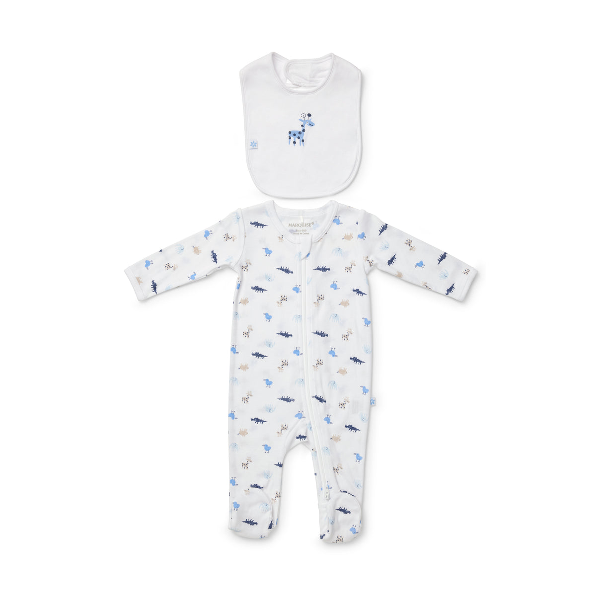 Everyday Essentials Animals Zipsuit & Bib Set