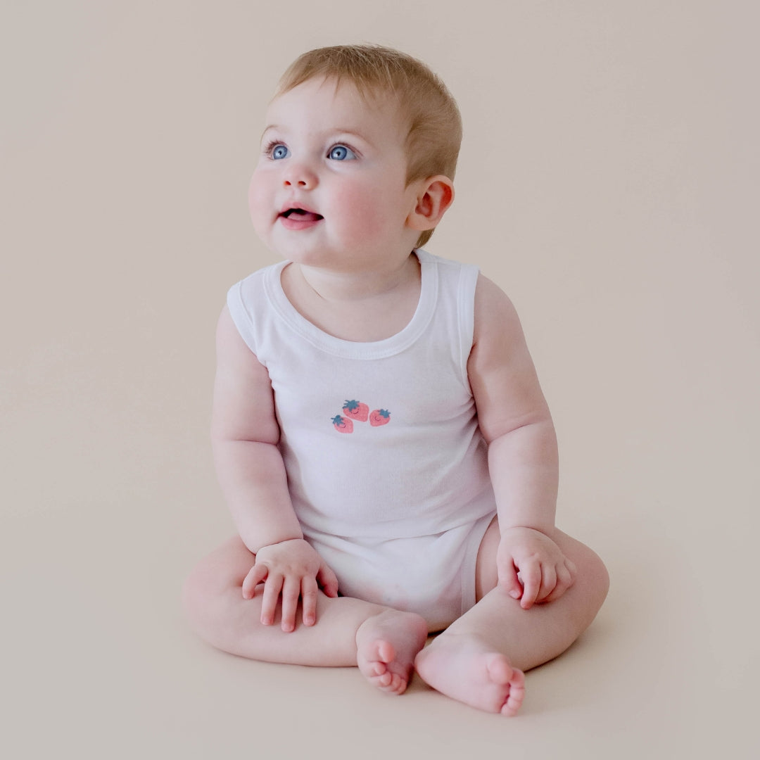 Everyday Essentials Strawberries Sleeveless Bodysuit 2 Pack