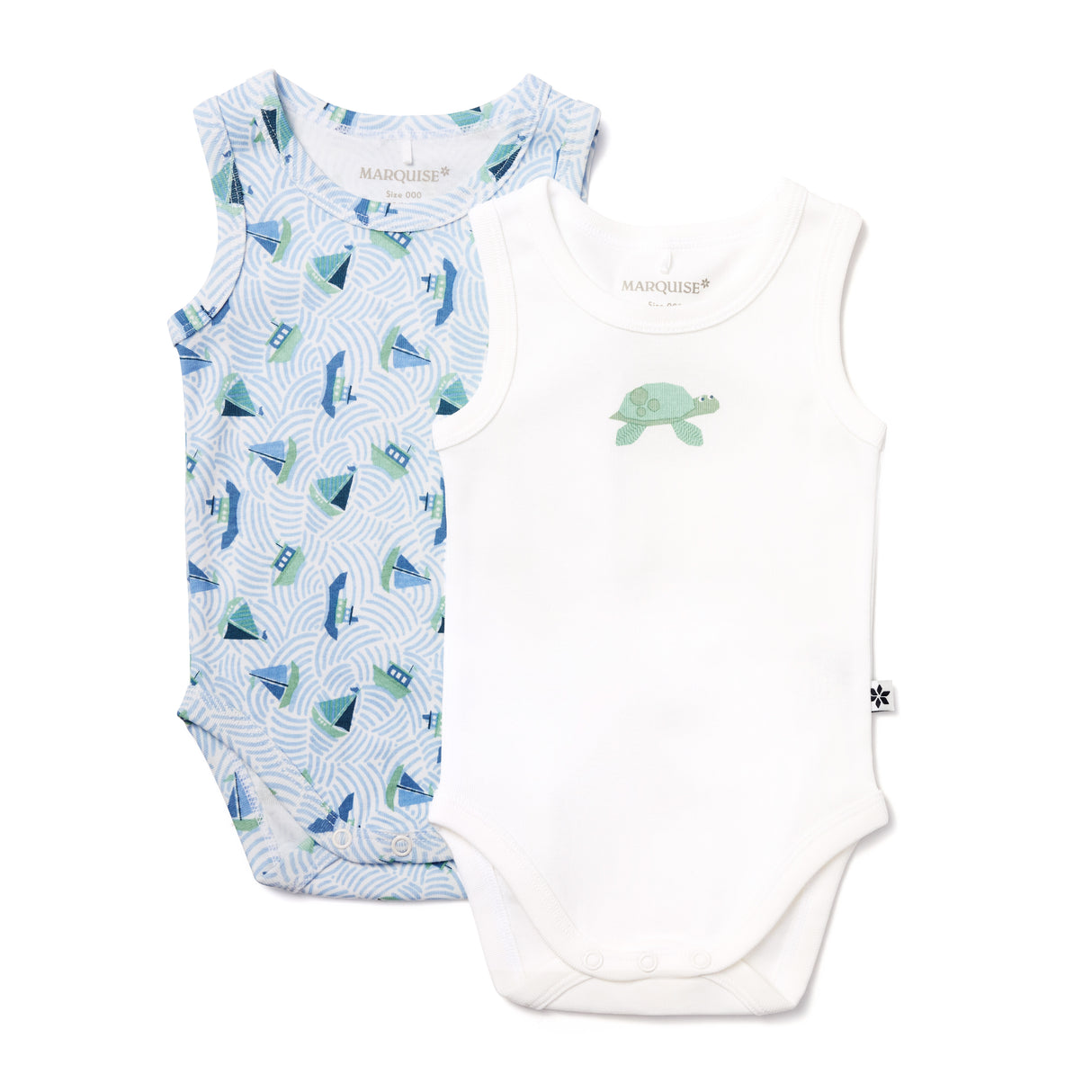 By The Sea Sleeveless Bodysuit 2 Pack