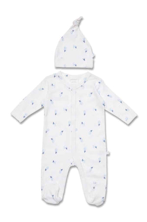 Boys Blue Puffin Beanie and Studsuit Pack