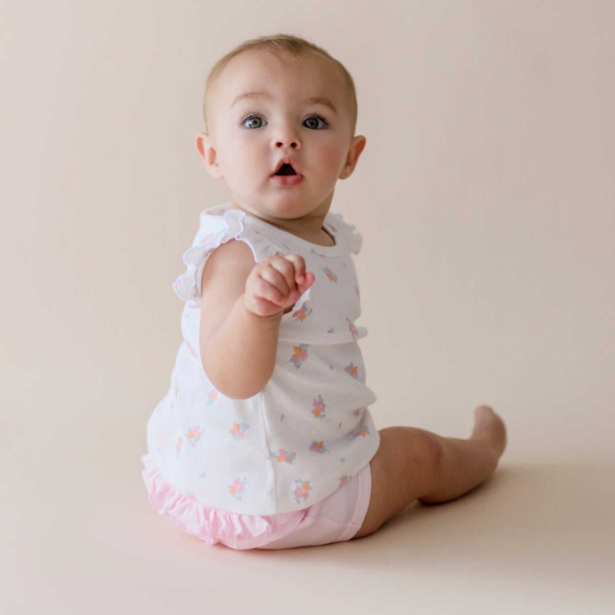 Vintage Floral Top & Frill Bloomer Set