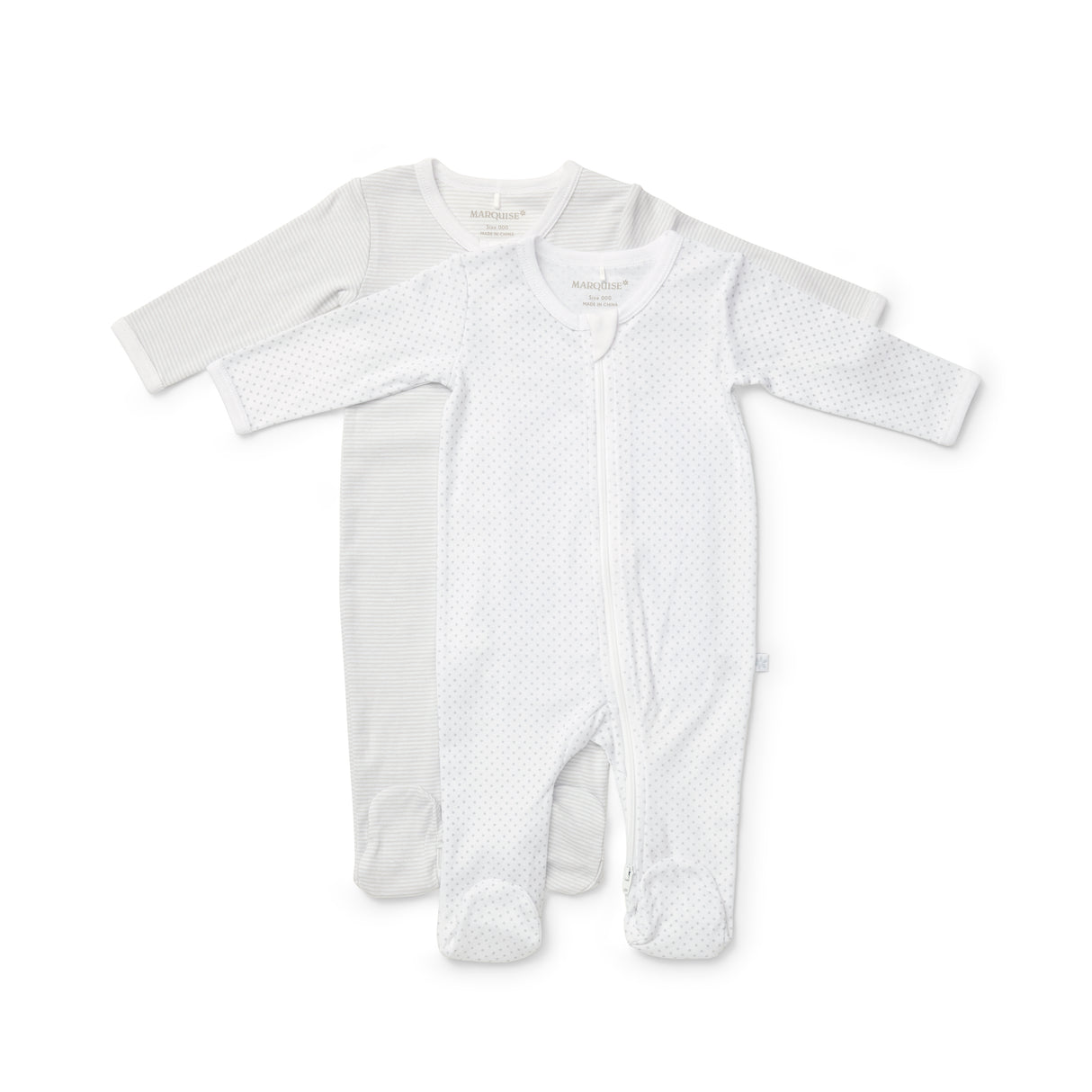Everyday Essentials Grey Spot and Stripe Zipsuit 2 Pack