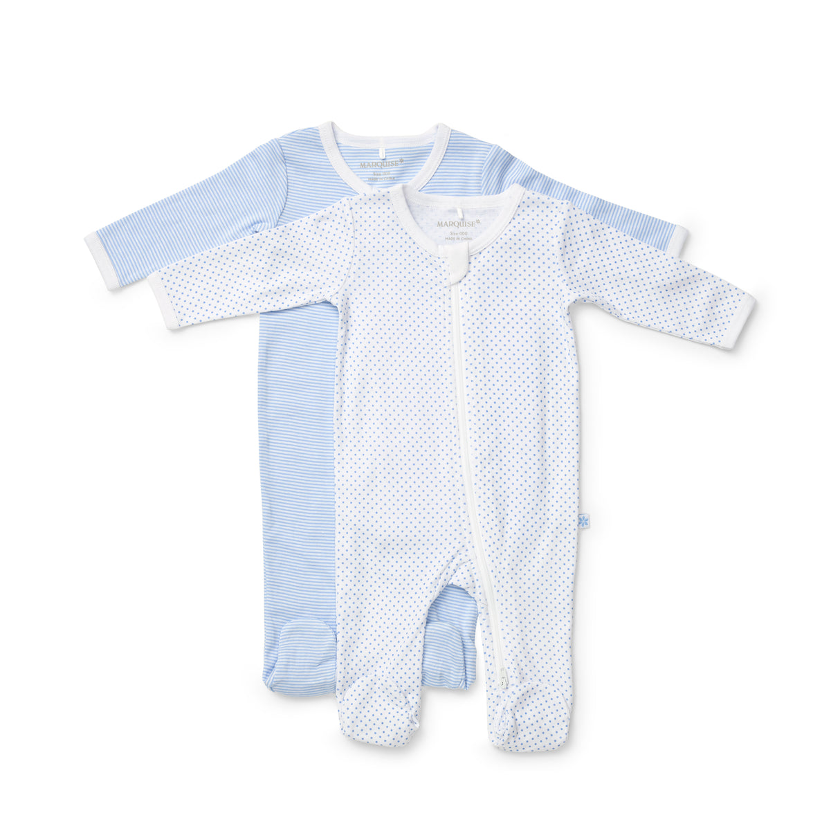 Everyday Essentials Blue Spot and Stripe Zipsuit 2 Pack