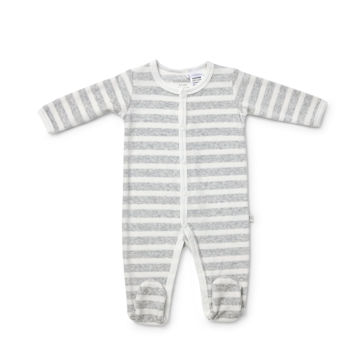 White & Grey Stripe Velour Studsuit