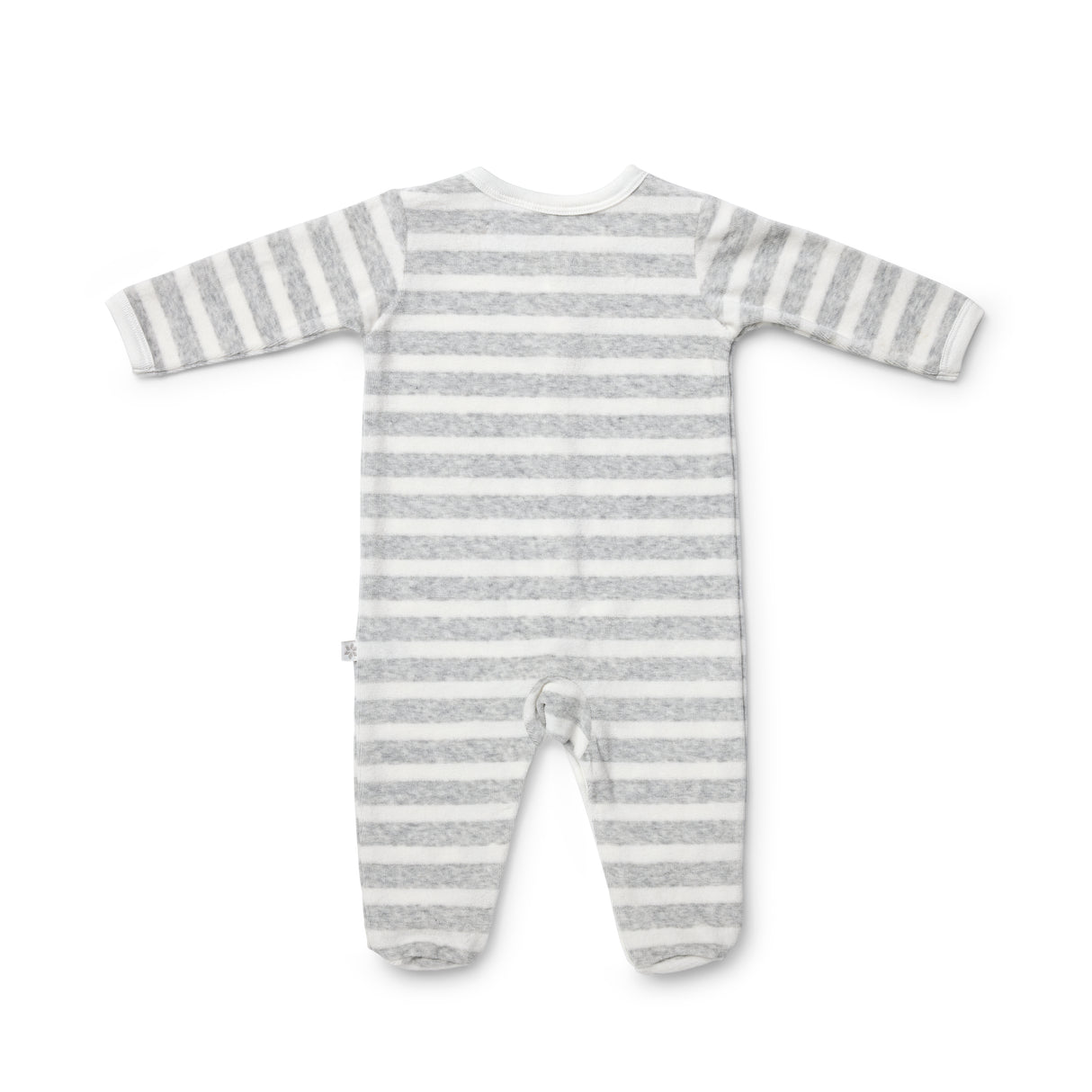 White & Grey Stripe Velour Studsuit