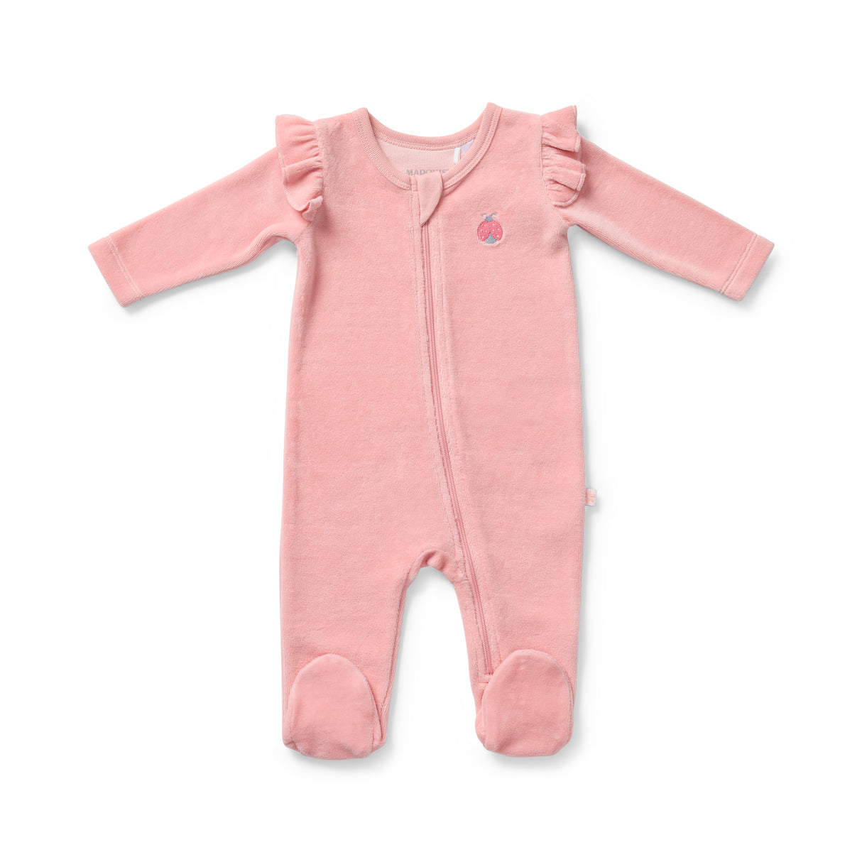 Frill & Ladybug Embroidery Velour Zipsuit