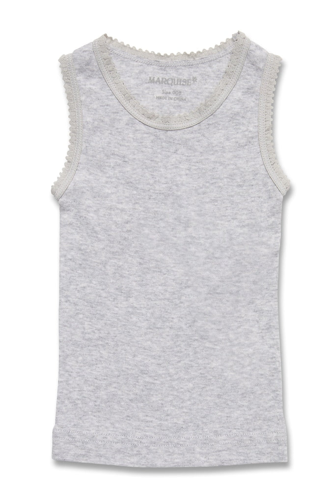 Baby Lace Trim Singlet - Grey