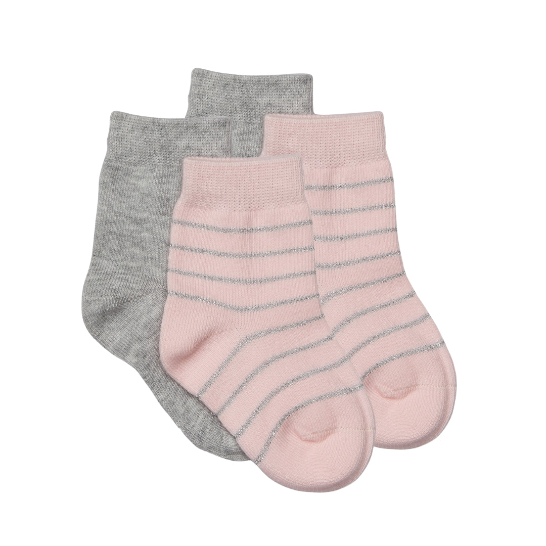 Grey and Pink/Silver Socks 2 Pairs