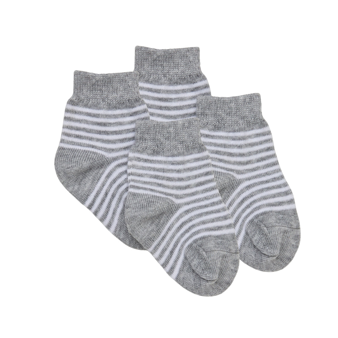 Grey and White Stripe Socks 2 Pairs