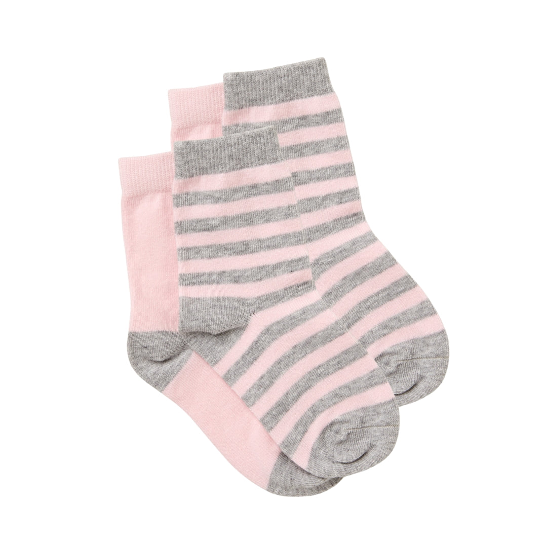 Pink and Grey Stripe Socks 2 Pairs