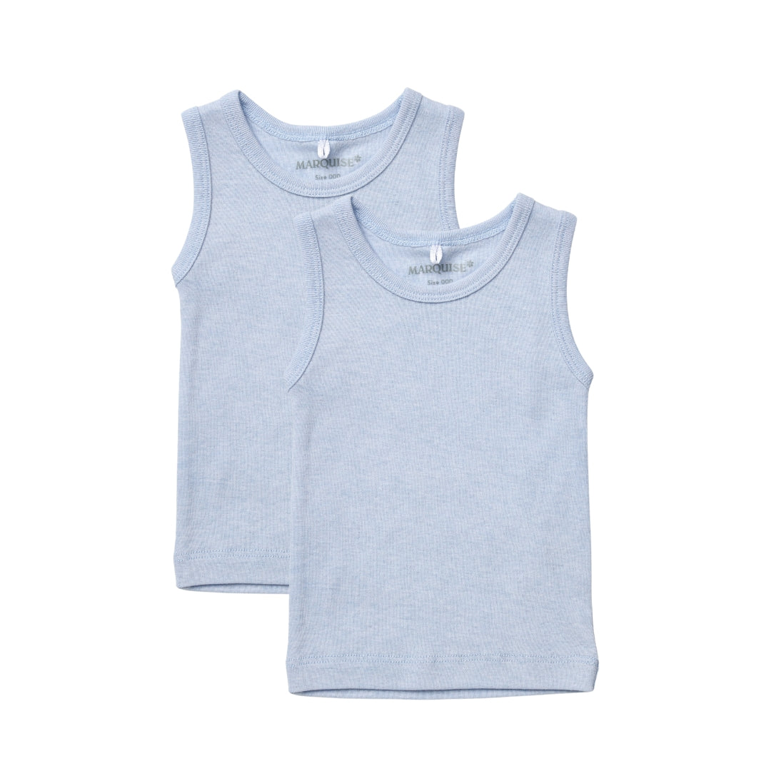 Baby Blue Cotton Wool Singlet 2 Pack