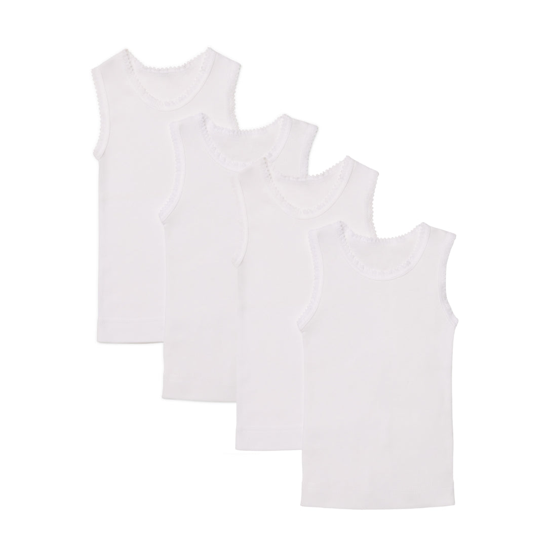 Baby Lace Trim Singlets 4 Pack