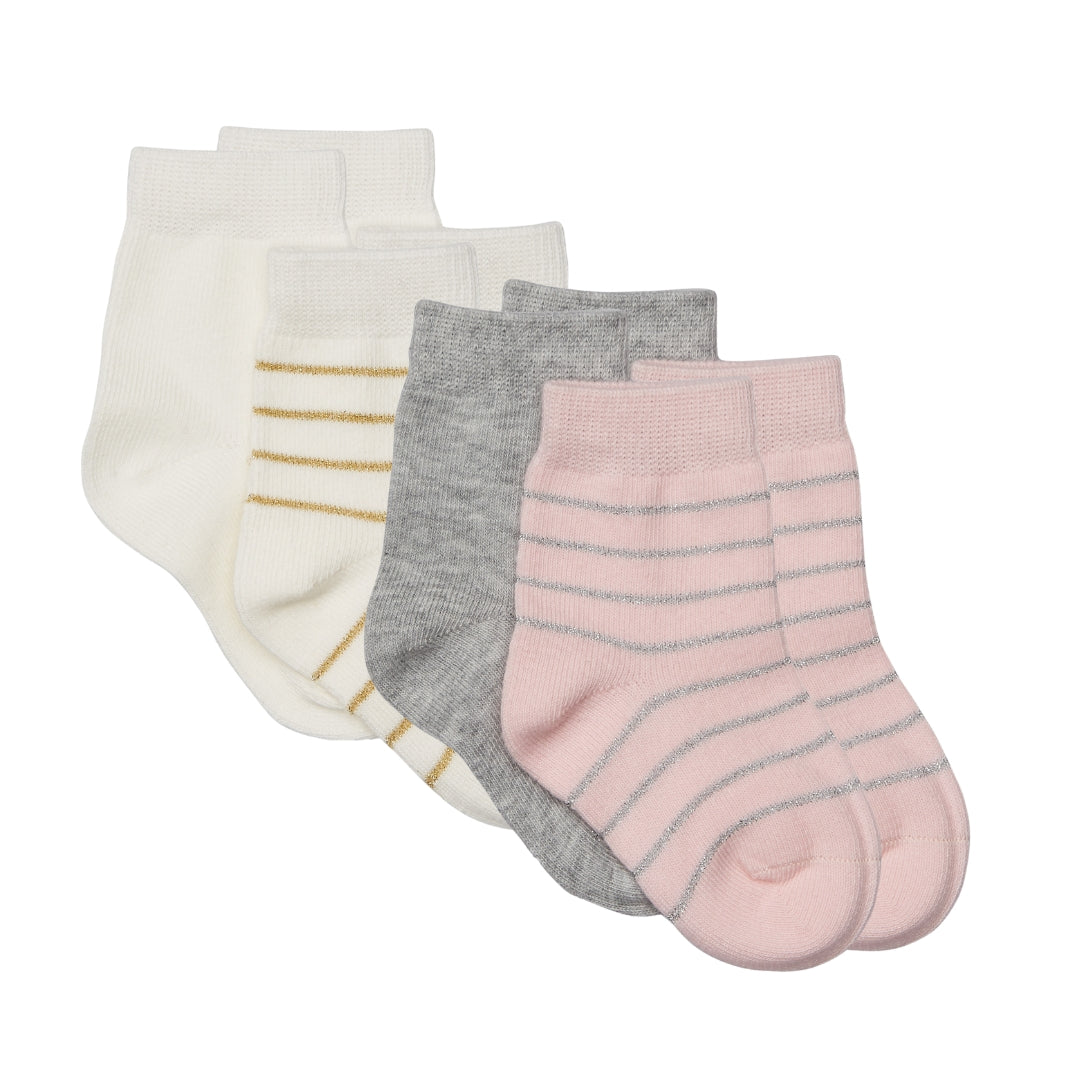 Metallic Stripe Socks 4 Pairs