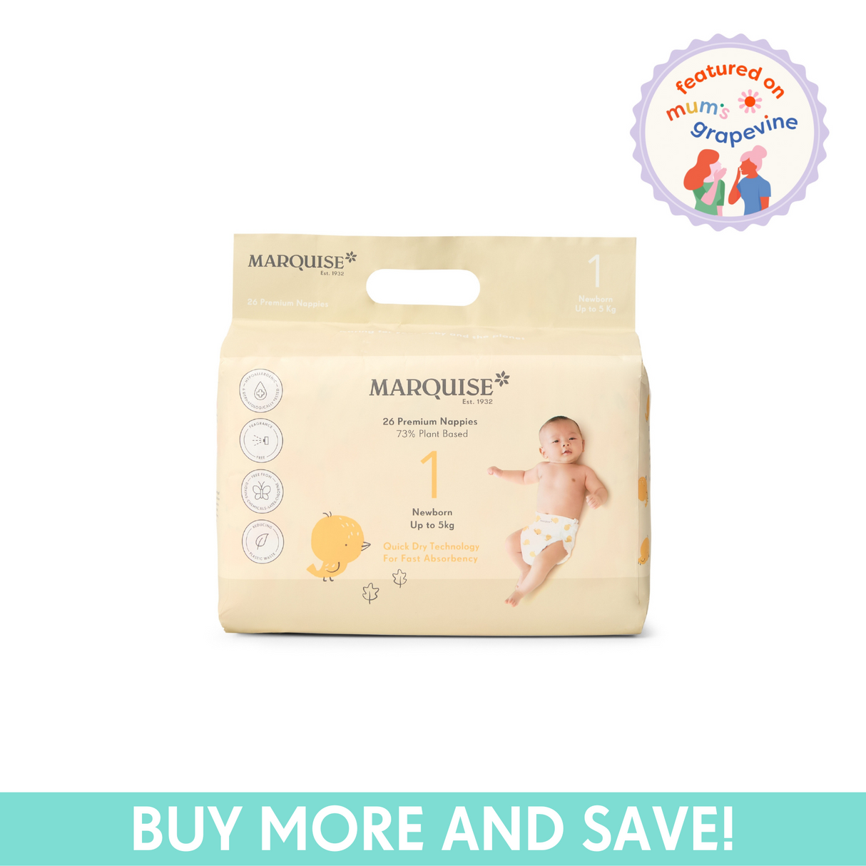 Marquise Hypoallergenic Nappies - 1 Pack
