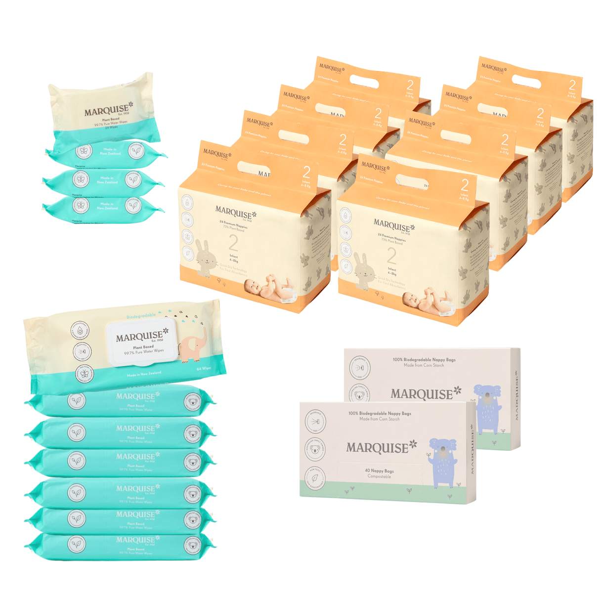 Marquise Nappies & Wipes 1 Month Supply Pack