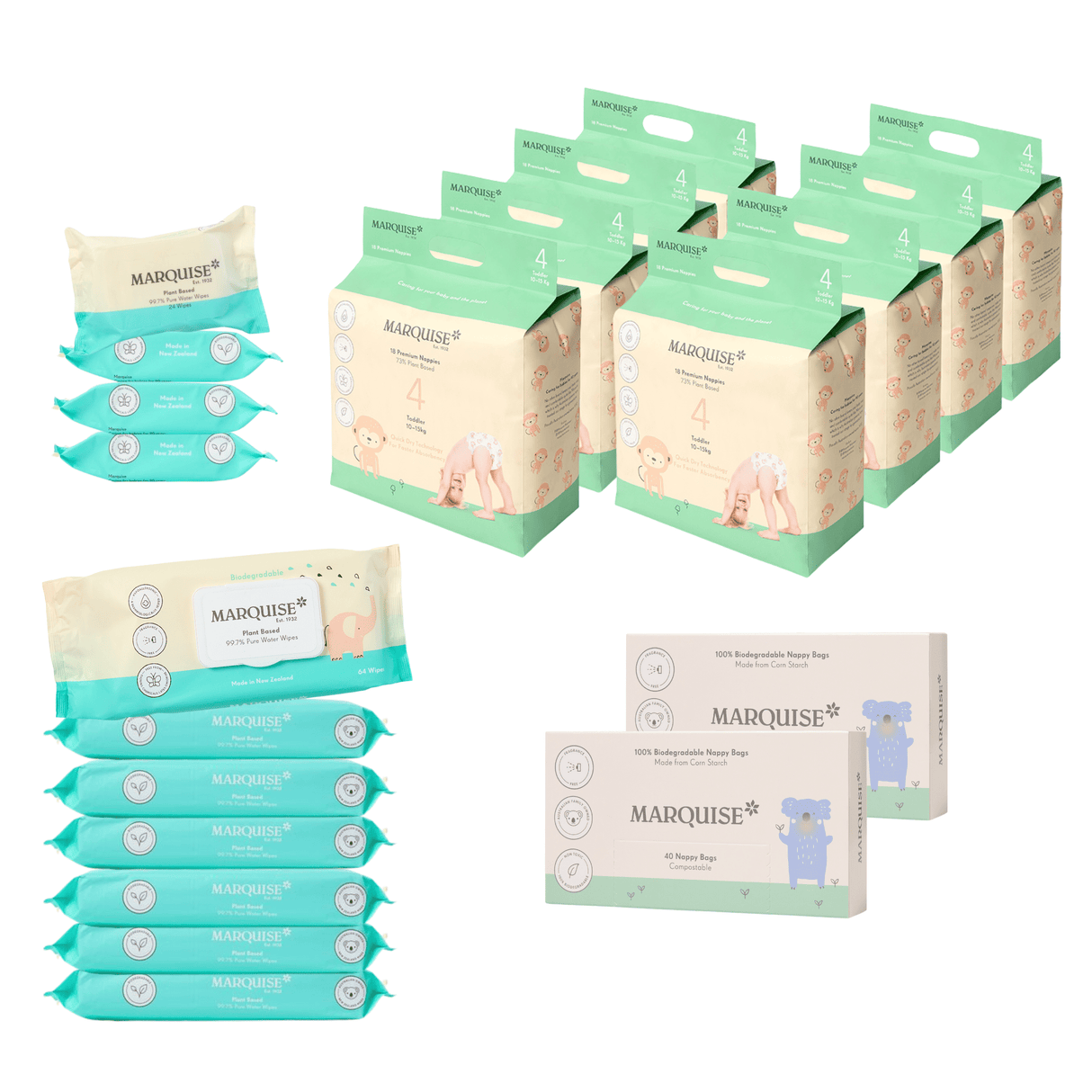 Marquise Nappies & Wipes 1 Month Supply Pack
