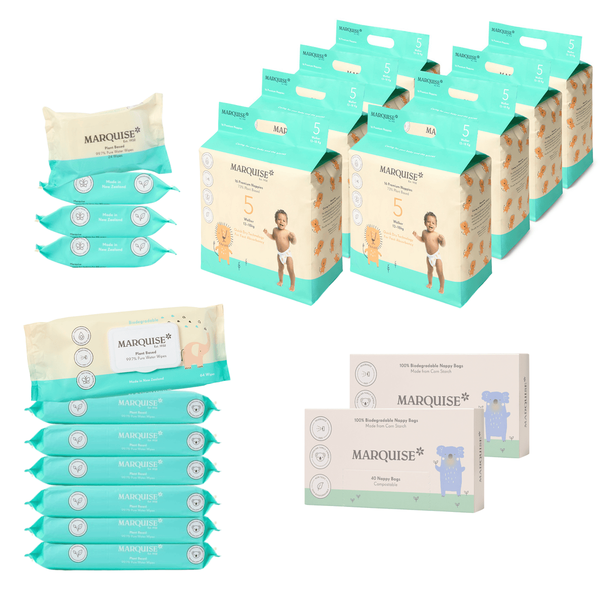 Marquise Nappies & Wipes 1 Month Supply Pack