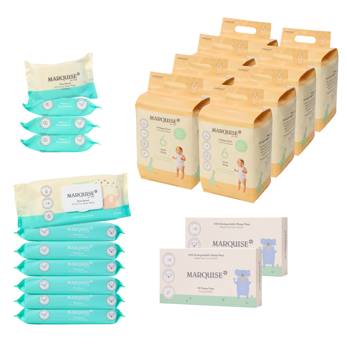 Marquise Nappy Pant & Wipes 1 Month Supply Pack