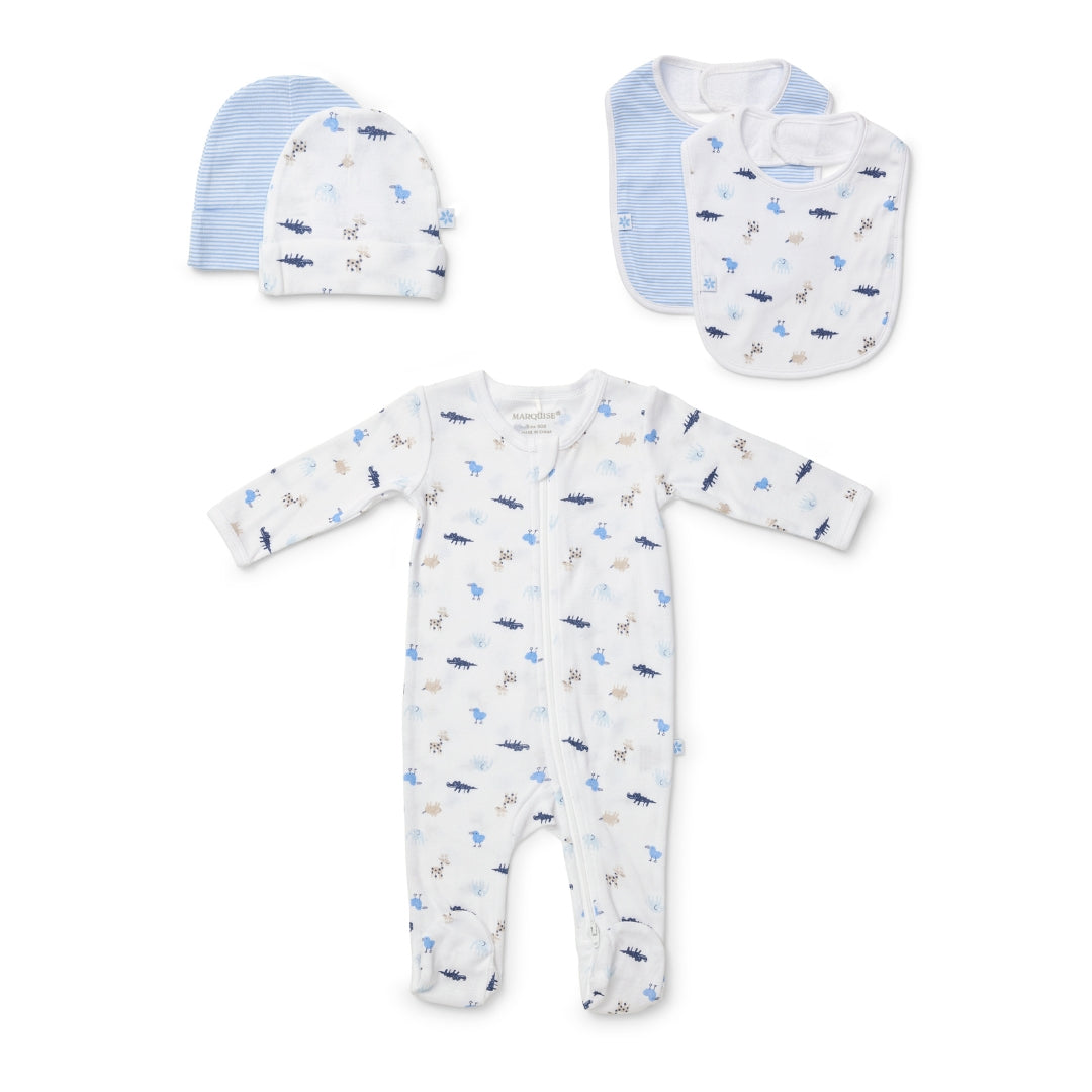 Everyday Essentials Boys Beanies, Bibs & Zipsuit Set