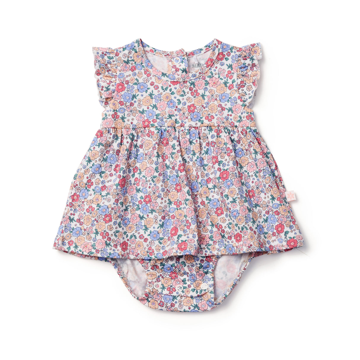 Field of Berries Flutter Sleeve Bodysuit Dress