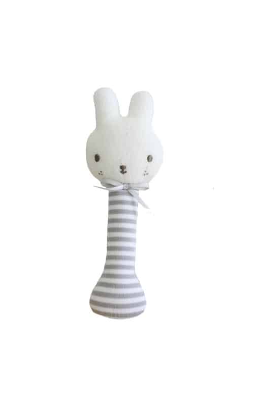 Alimrose Baby Bunny Stick Rattle Grey