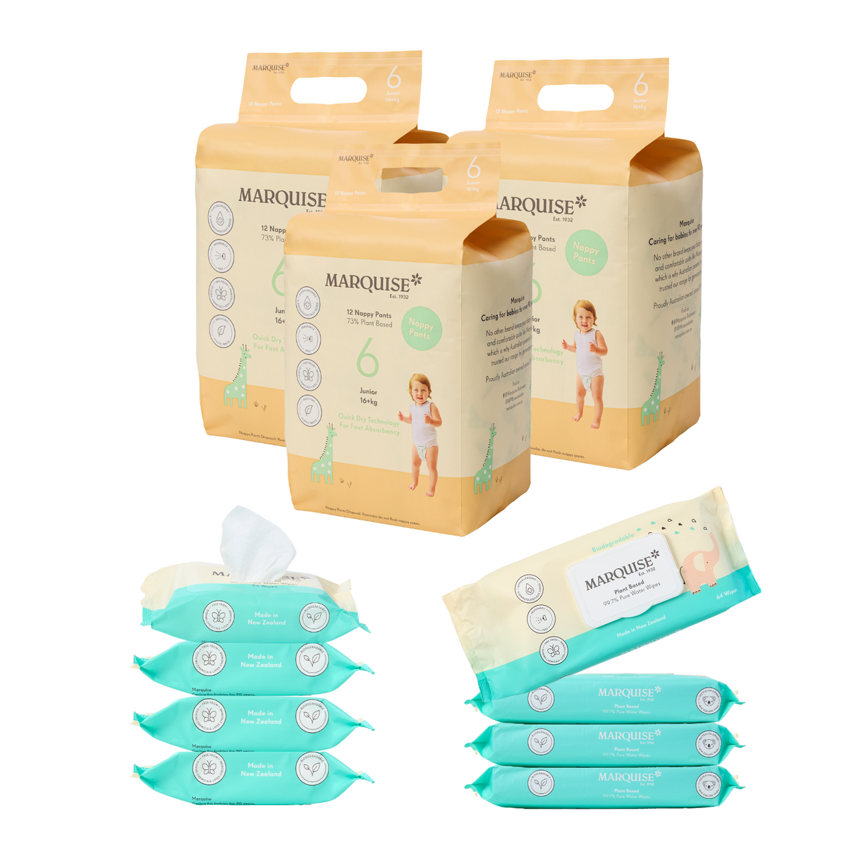 Marquise Hypoallergenic Nappy Pant & Wipes Starter Bundle