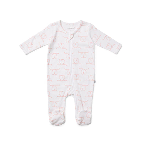 Marquise Pink Ribbon Hearts Zip Growsuit