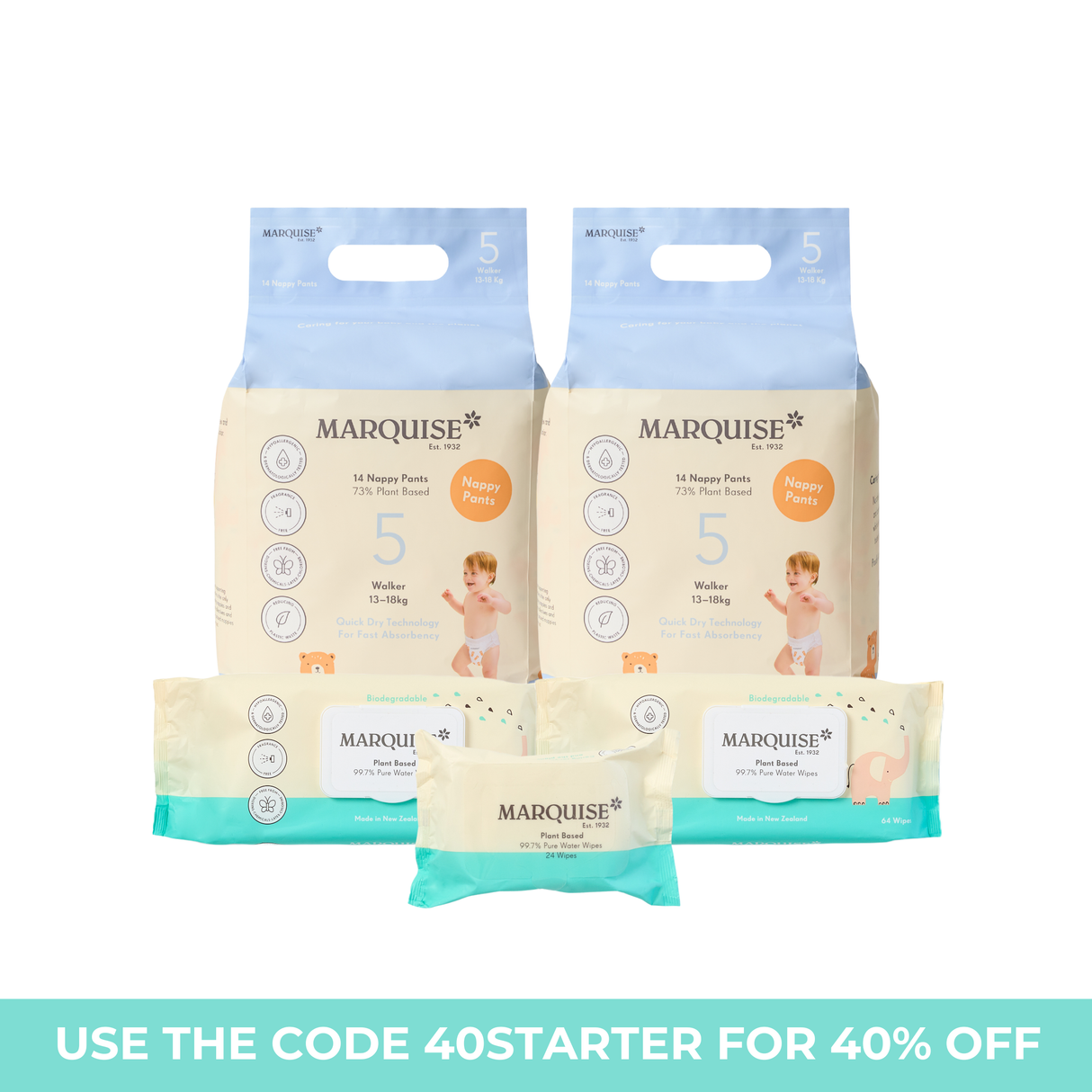 Hypoallergenic Nappies & Wipes Starter Pack