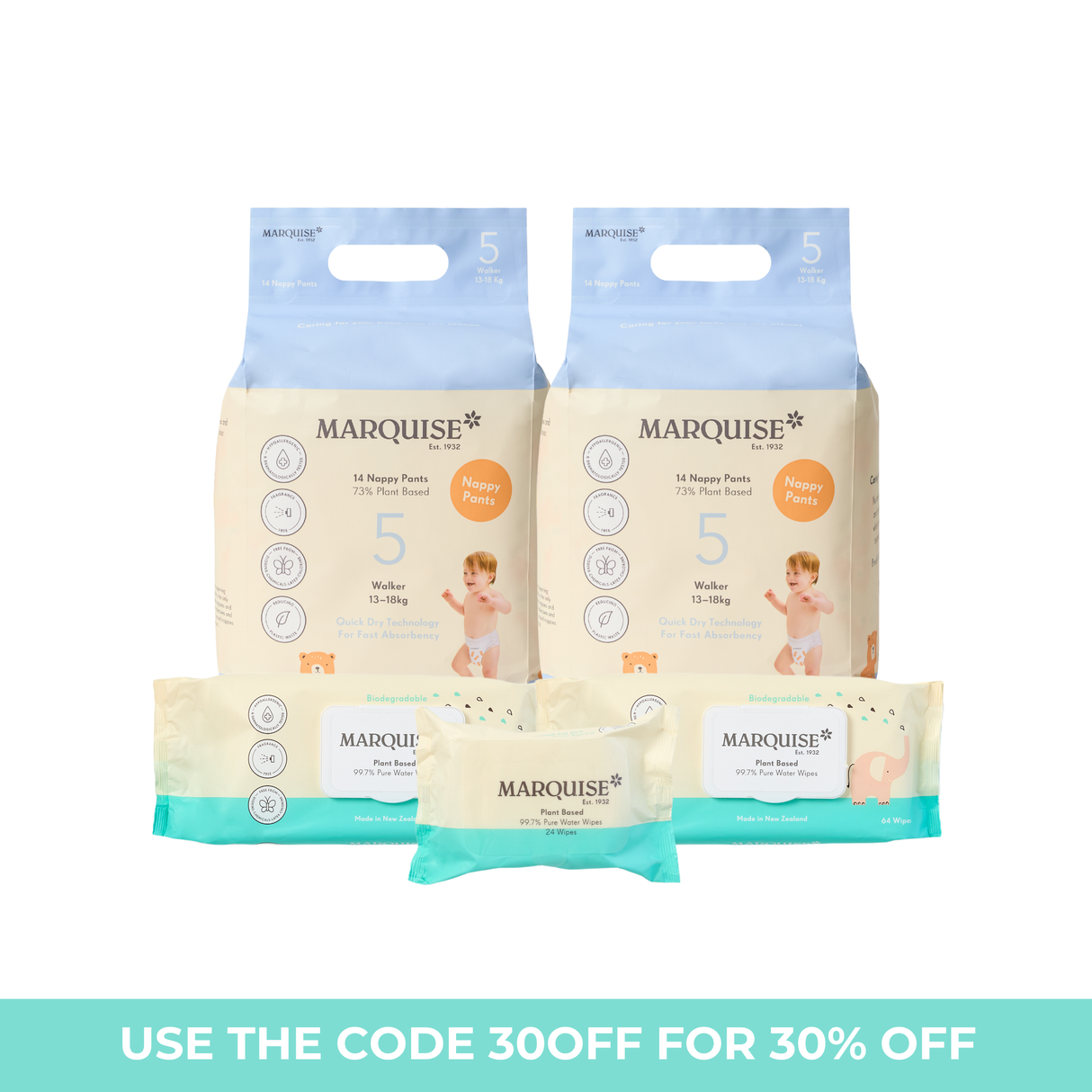 Marquise Hypoallergenic Nappies & Wipes Starter Pack